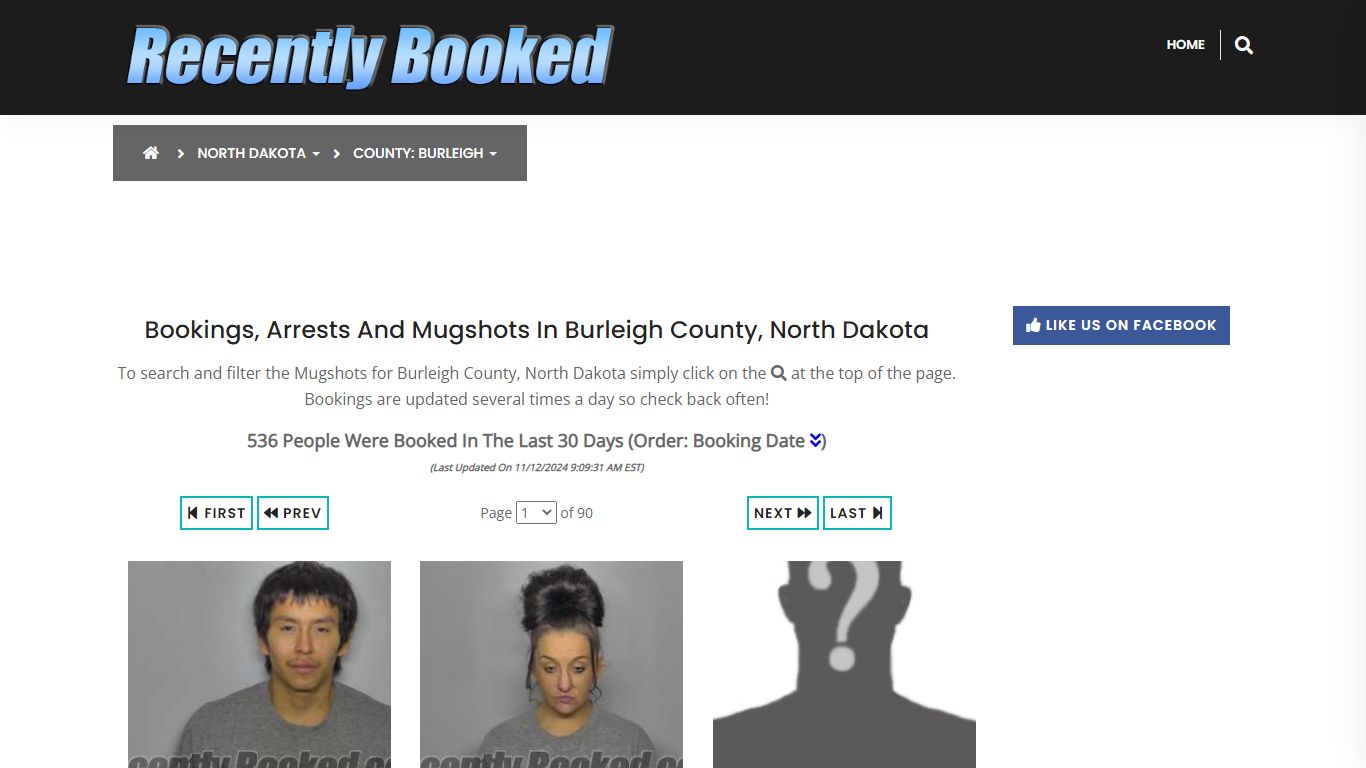 Bookings, Arrests and Mugshots in Burleigh County, North Dakota